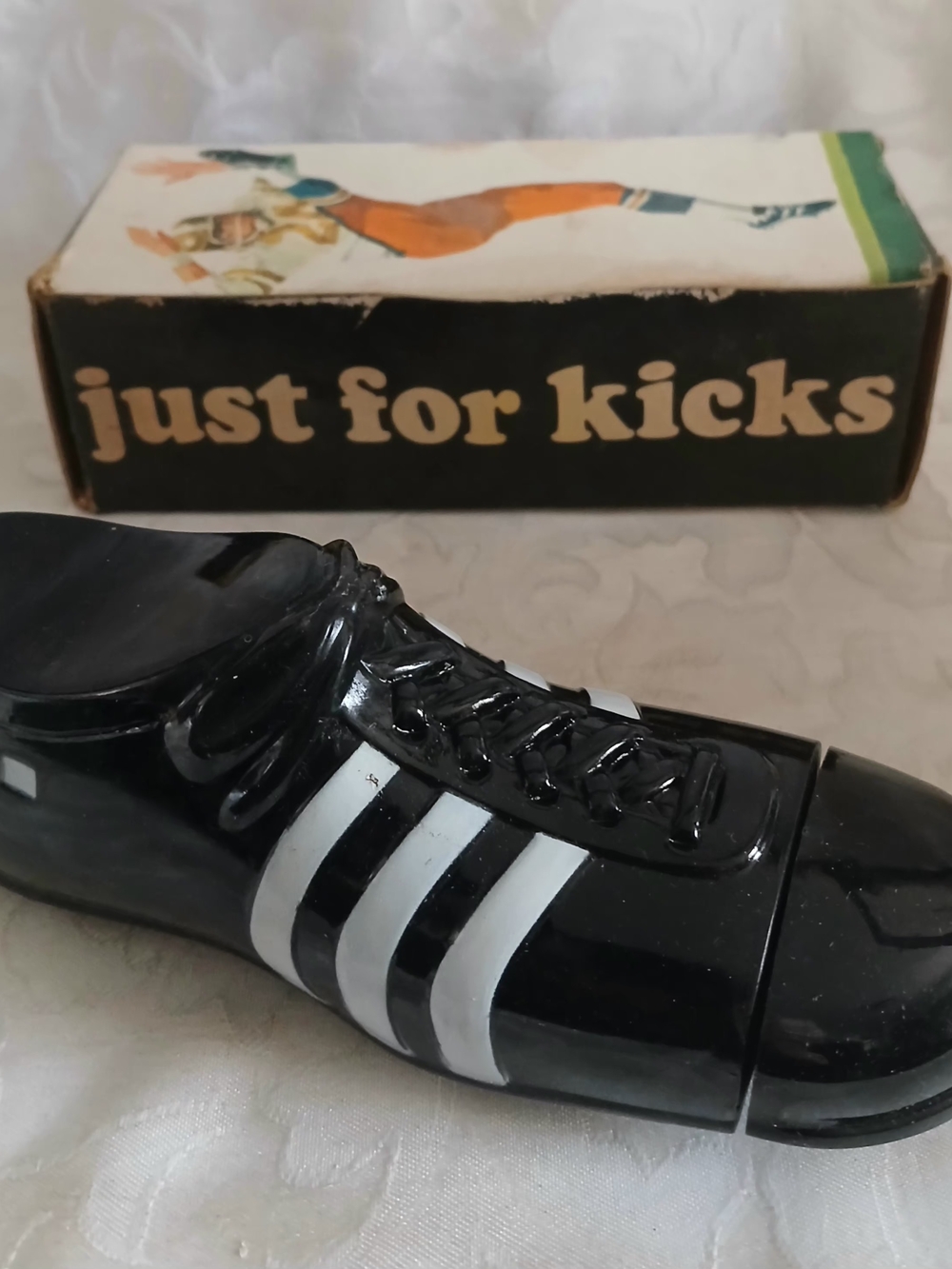 Avon Men's Black Shoe Figurine with White Stripes - Just for Kicks